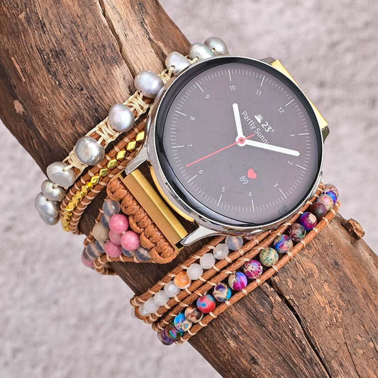 Imperial Stone Bead Hand-Woven Watch With Bohemian Style