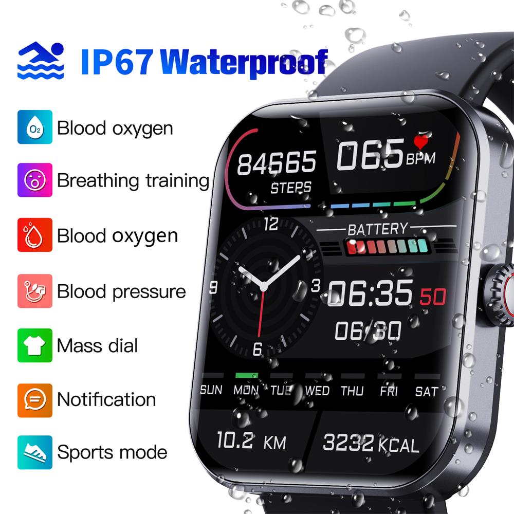 BEARSCOME BCF57L Blood Sugar Blood Pressure Heart Rate Blood oxygen Monitoring  Health Waterproof Smartwatch